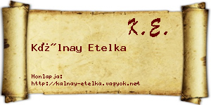 Kálnay Etelka névjegykártya